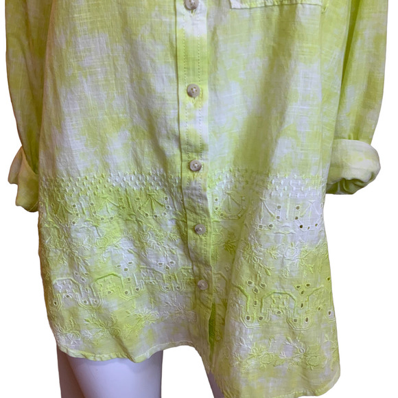 Pilcro Lime Yellow Cotton Button Down Shirt Tunic sz S - Picture 4 of 9
